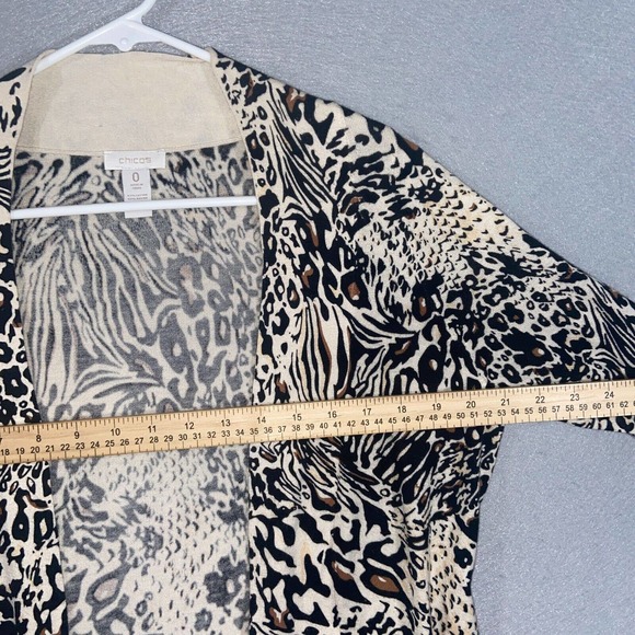 Chicos Cardigan Womens 0 Beige Cheetah Print Pull On Long Sleeve Business Casual - Picture 5 of 12